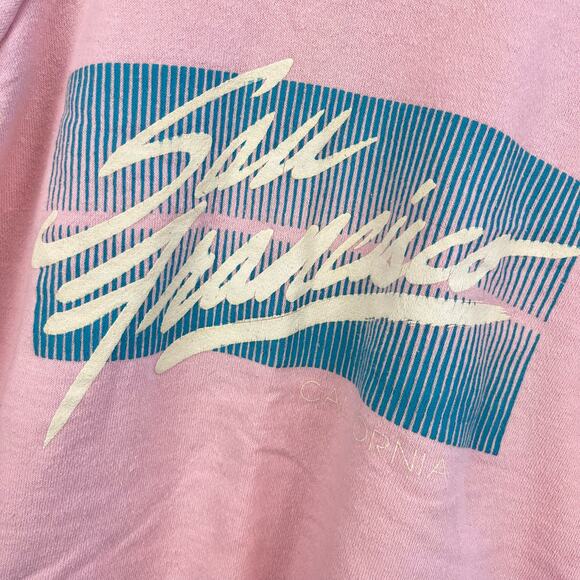 Vintage 80s San Francisco Short Sleeve Pink Sweatshirt Medium USA - Picture 2 of 9